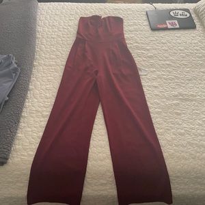 Burgundy strapless formal body suit